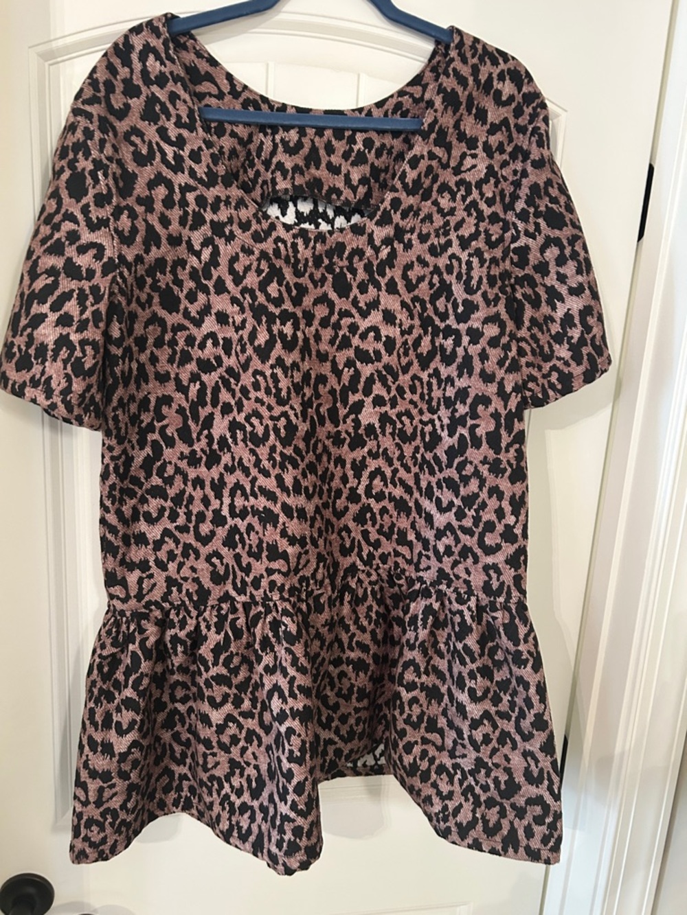 Leopard Print Peplum Dress/TopBrown and Black